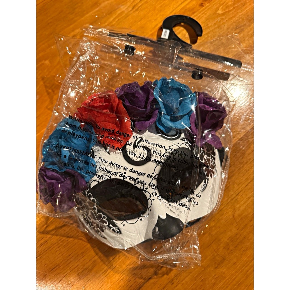 Day of the Dead 2pc Sugar Skull Floral & Lace Eyemask Set Adjustable One Size